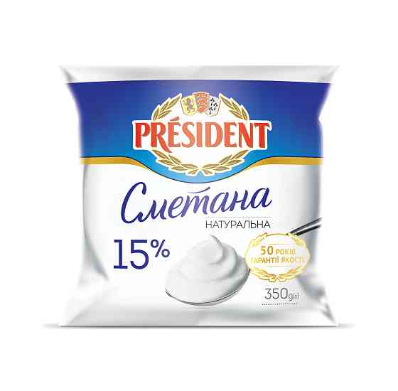 Сметана Президент 15% (Пакет 0,350 кг) Pavlohrad