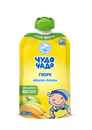 Корисні та смачні фруктові пюре для діток від 4 місяців, в зручній м'якій упаковці Odesa
