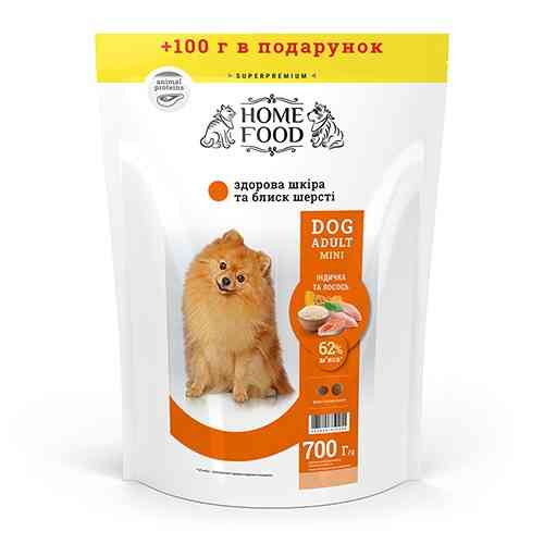 Сухий корм для дорослих собак «Індичка та лосось» DOG ADULT MINI Здорова шкіра і блиск шерсті 700 г Kyiv