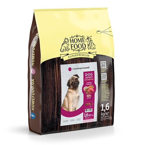 Сухий корм для дорослих собак «Телятина з овочами» DOG ADULT MINI/MEDIUM Гіпоалергенний 1.6 кг Київ - зображення 1