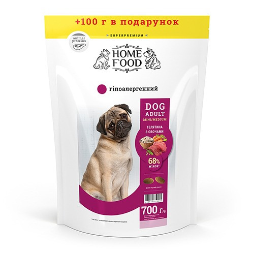 Сухий корм для дорослих собак «Телятина з овочами» DOG ADULT MINI/MEDIUM Гіпоалергенний 700 г Київ - зображення 1