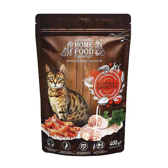Сухий корм для дорослих котів «Курочка та креветка» CAT ADULT Для активних 400 г Kyiv